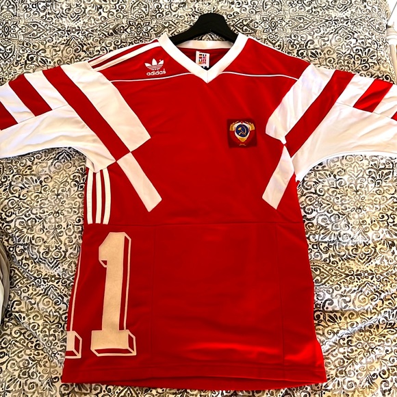 ADIDAS ORIGINAL VINTAGE USSR FOOTBALL SOCCER JERSEY SHIRT - Picture 6 of 8